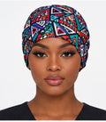 Tribal Geometric Reversible Satin-Lined Scrub Cap for Long Hair