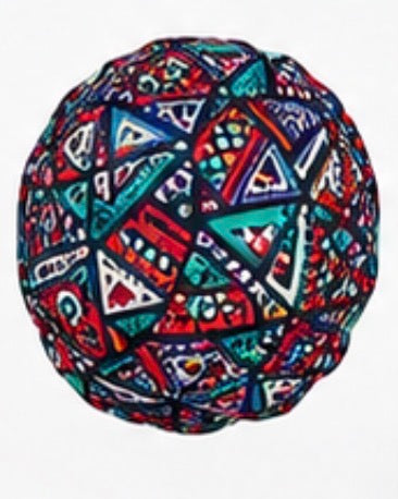 Tribal Geometric Reversible Satin-Lined Scrub Cap for Long Hair