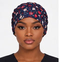 Navy Cherry Reversible Satin-Lined Scrub Cap for Long Hair