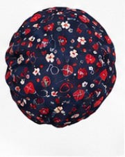 Navy Cherry Reversible Satin-Lined Scrub Cap for Long Hair