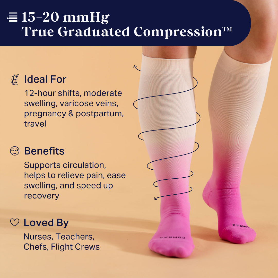 Comrad White Knee-High Compression Socks – 15–20 mmHg