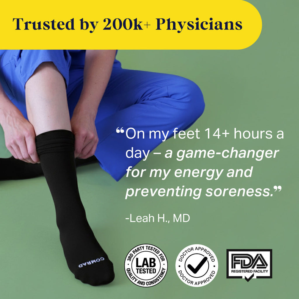 Comrad White Knee-High Compression Socks – 15–20 mmHg