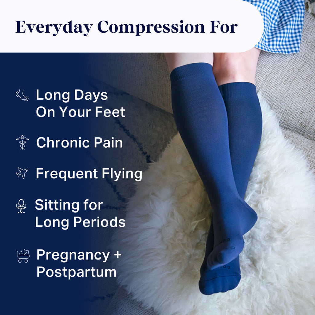 Comrad White Knee-High Compression Socks – 15–20 mmHg