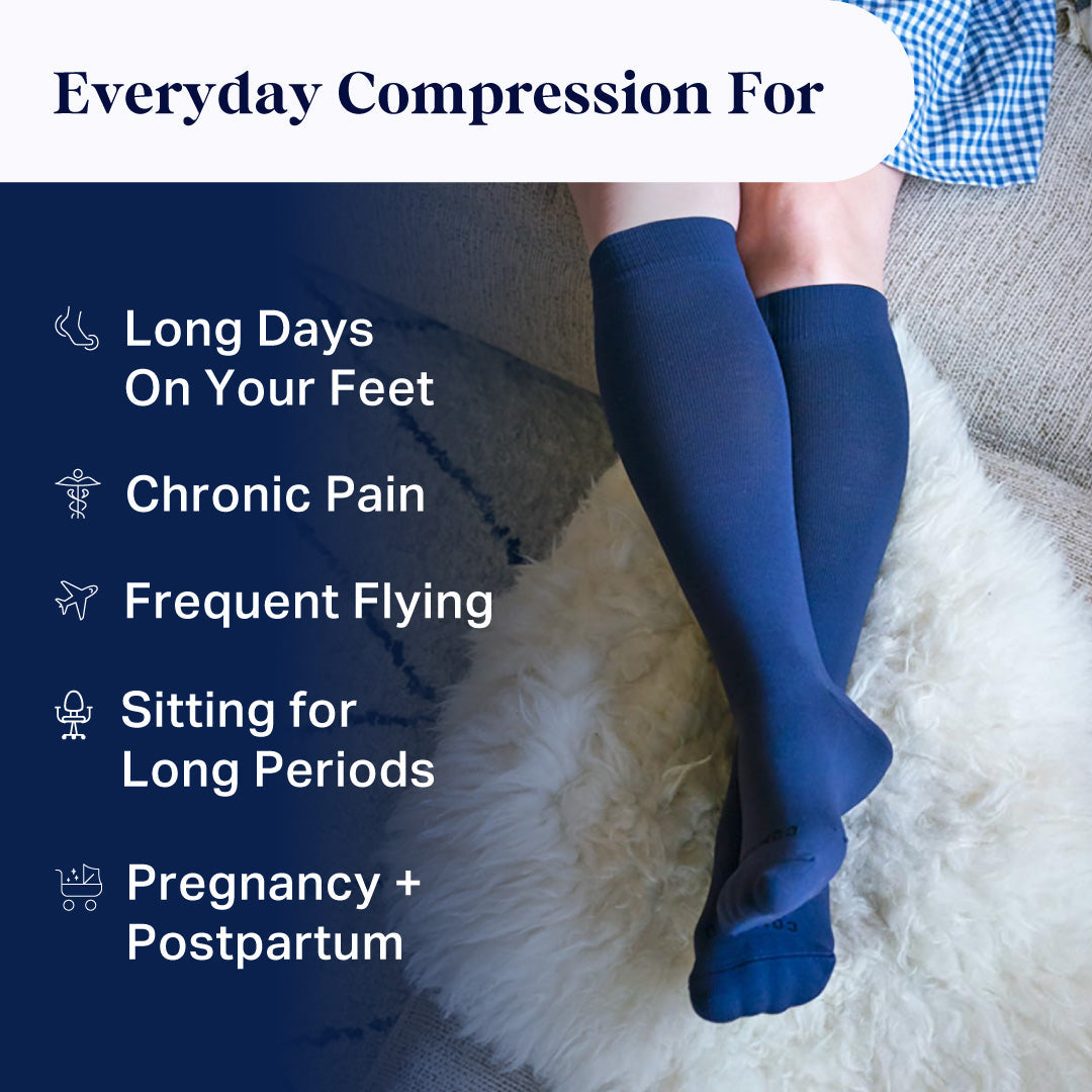 Comrad White Knee-High Compression Socks – 15–20 mmHg